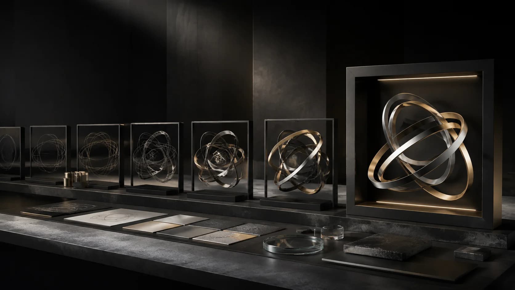 Gold and silver forms progressing through the Nvolve identity system